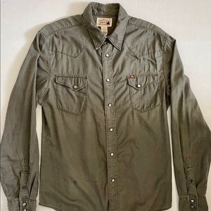 Vintage Olive Western Long Sleeve ButtonDown Shirt